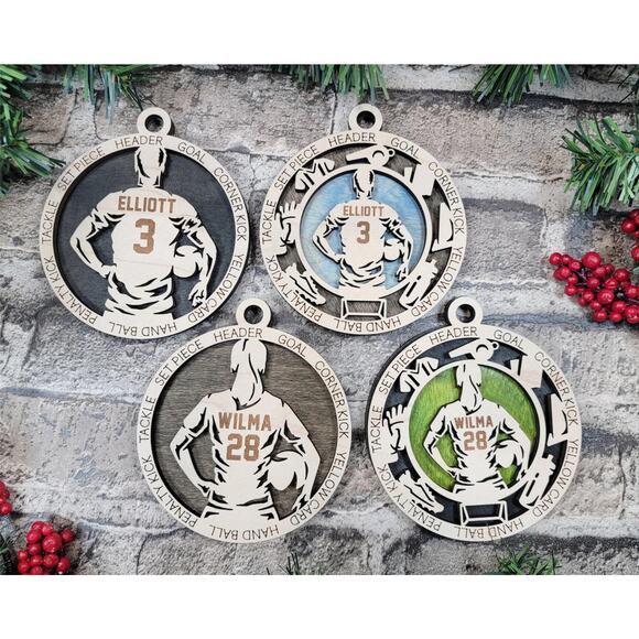 Personalized SOCCER PLAYER Ornament Male or Female Custom Name Number Gift - Picture 1 of 2